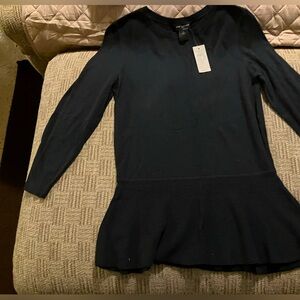 Ann Taylor black peplum 3/4 sleeve sweater